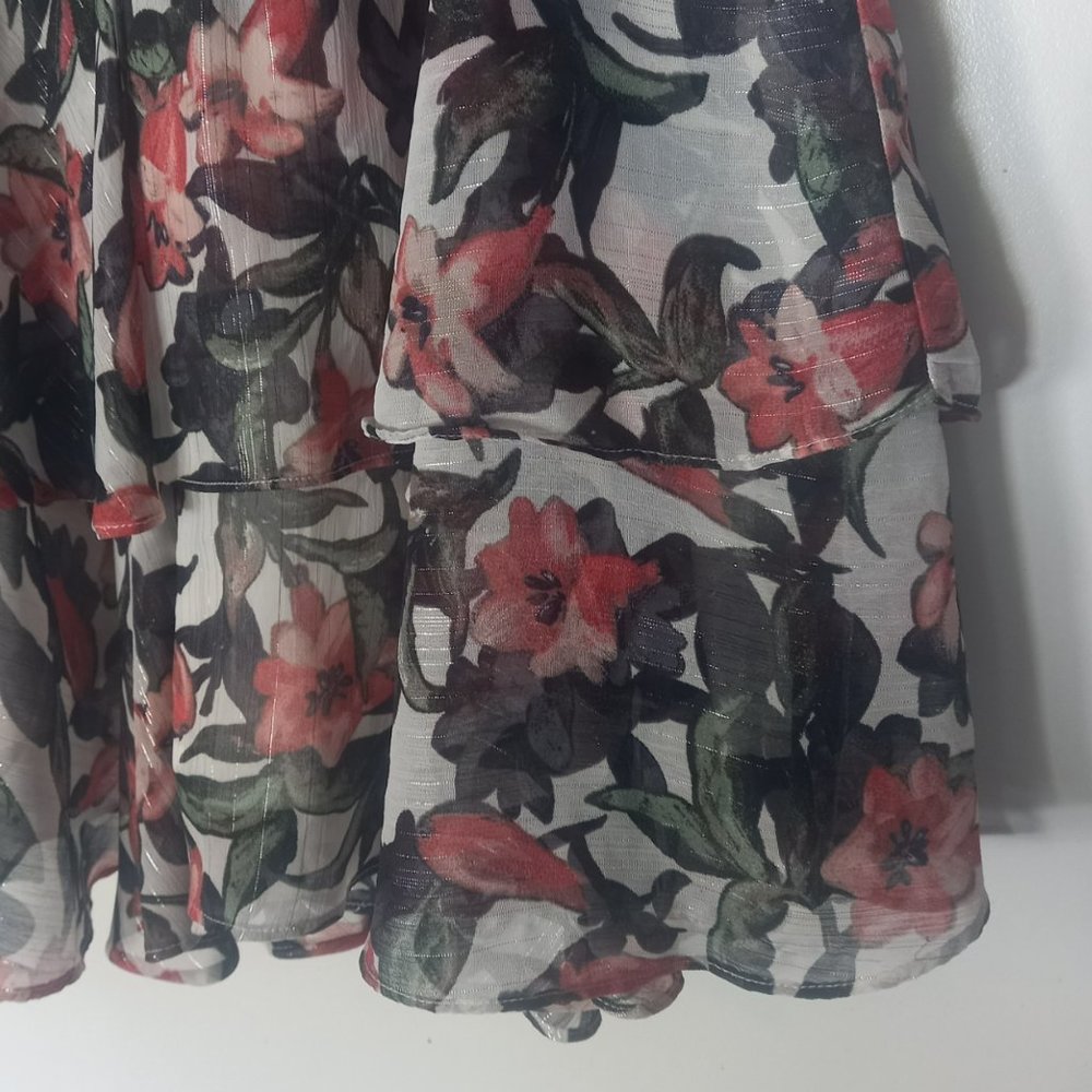 NWT Pilgrim Lola mini dress ruffles, sheer fabric, long sleeves, open back (10) - Picture 5 of 9